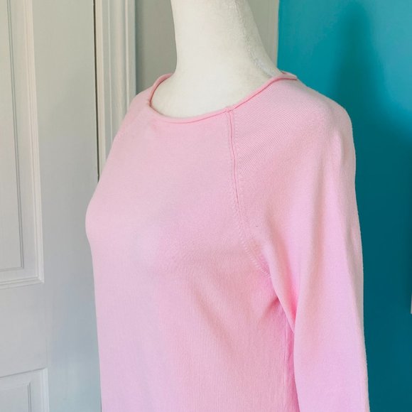 Pink Pineapple Lightweight Scoop/Roll Neck Tunic Sweater (size L) - Picture 3 of 7